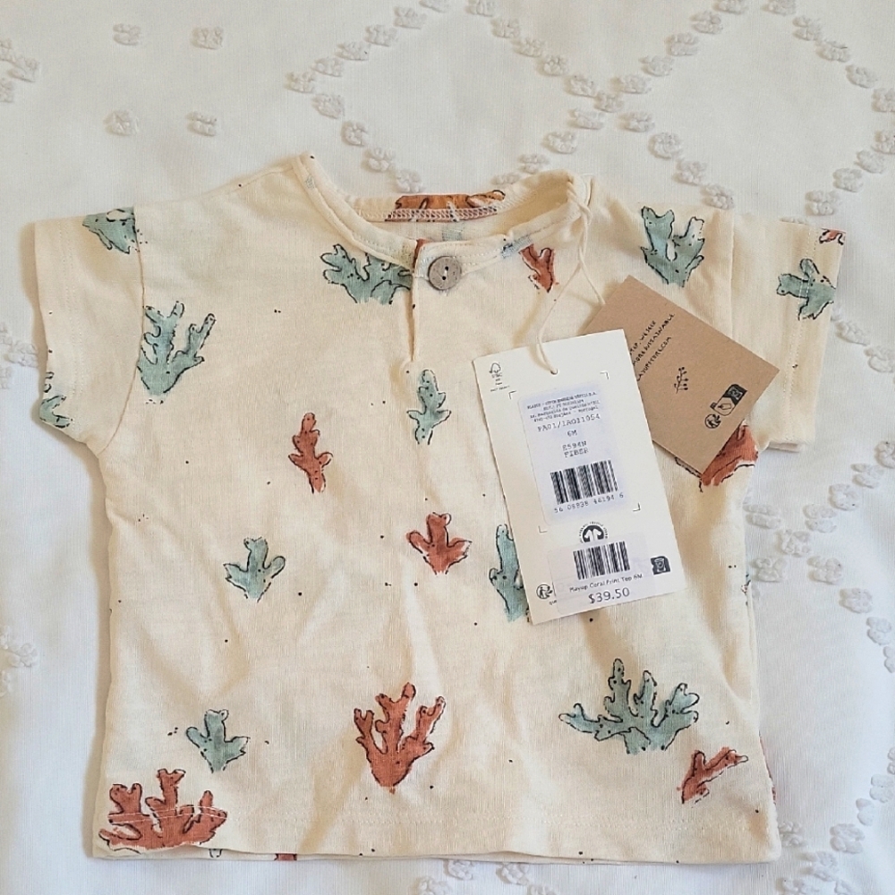 Kids Cream Leaf Print Shirt